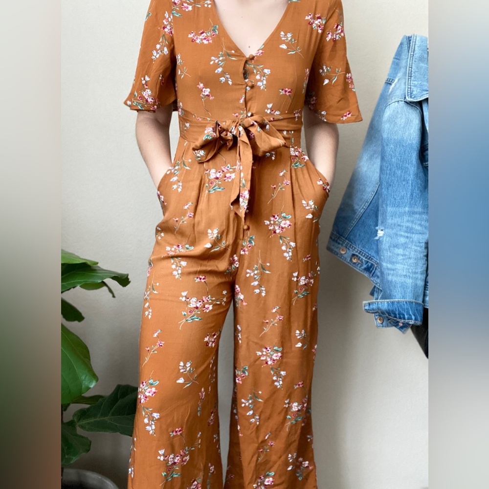 Floral Brown Jumpsuit